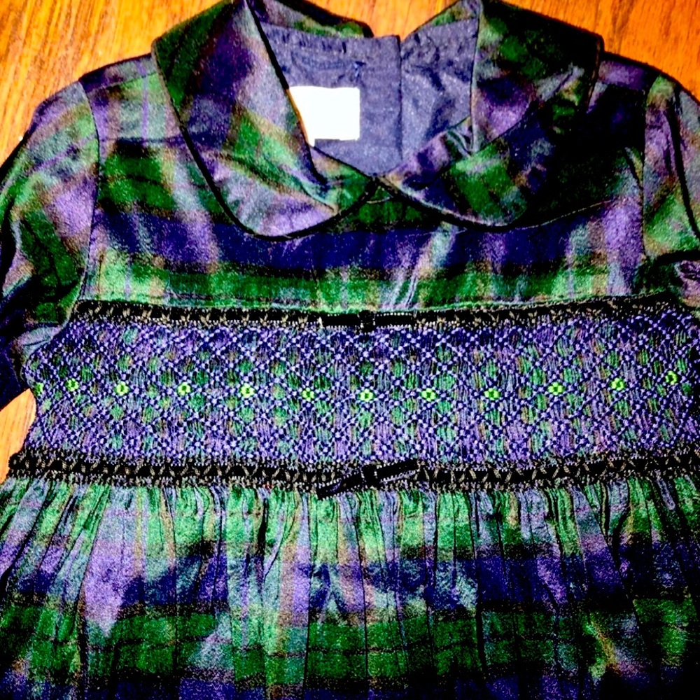 Girls Blackwatch Plaid Silk Holiday/Christmas Dress 24m